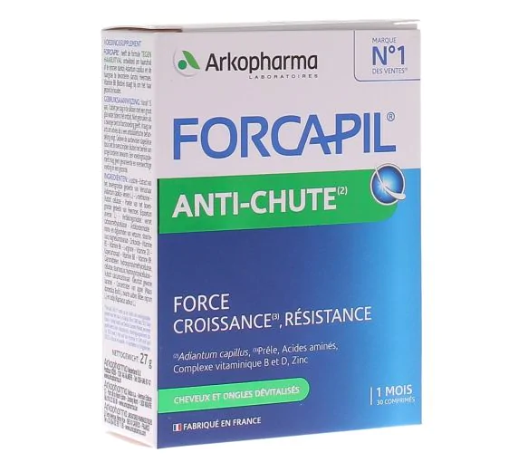 Forcapil Anti-chute cheveux et ongles Arkopharma - boîte de 30 comprimés