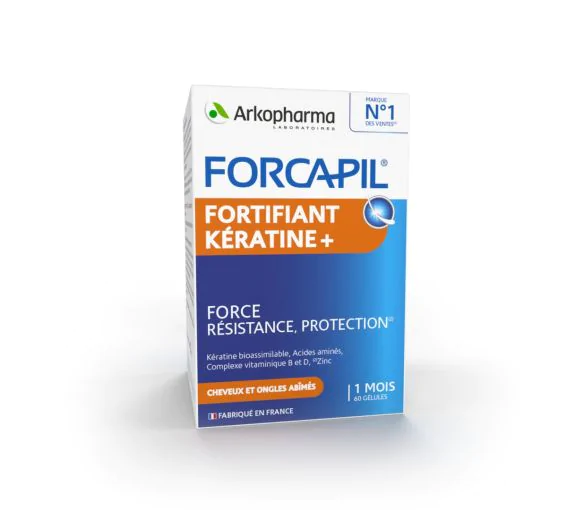 Forcapil Kératine+ Arkopharma - boîte de 60 gélules