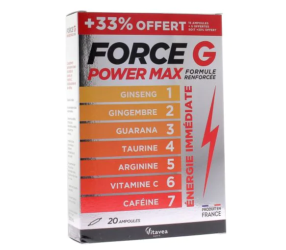 Force G Power Max Vitavea - boîte de 20 ampoules