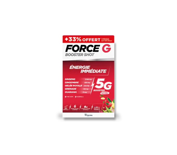 Force G booster shot énergie immédiate Vitavea - boite de 20 ampoules