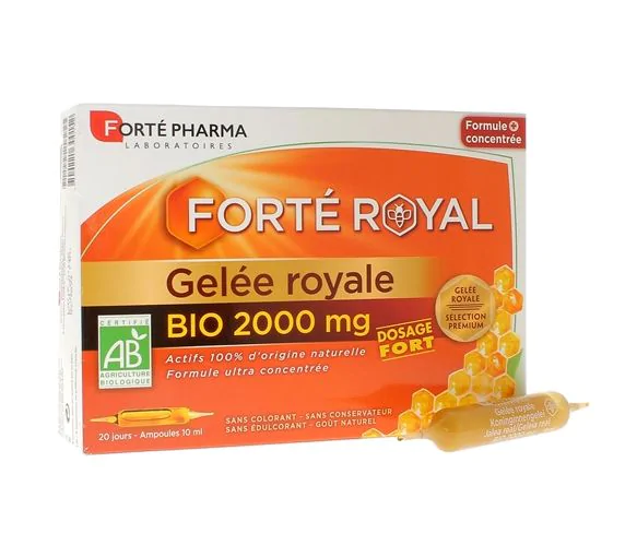 Forté Royal Gelée royale bio 2000mg dosage fort Forté Pharma - boîte de 20 ampoules