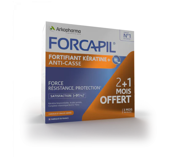 Fortifiant Kératine+ Forcapil Arkopharma - programme 3 mois 180 gélules
