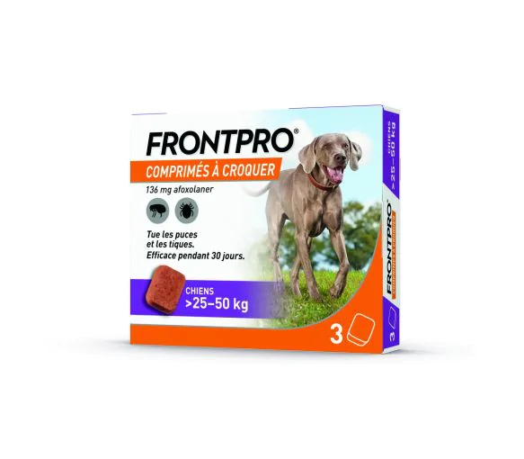 Frontpro comprimé anti puces chien >25-50kg - boîte de 3 comprimés à croquer