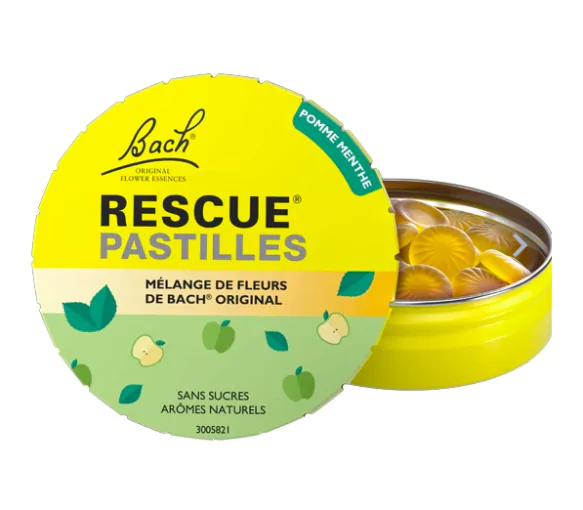 Fleurs de Bach Rescue pastilles saveur pomme menthe Famadem - boite de 50g