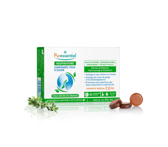 Respiratoire comprimés toux à sucer Puressentiel - boite de 24 comprimés à sucer