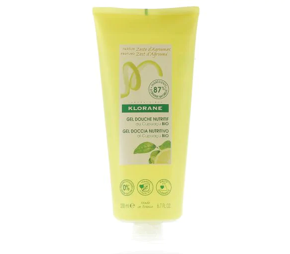 Gel douche nutritif au beurre de Cupuaçu bio Zestes d'Agrumes Klorane - tube de 200 ml