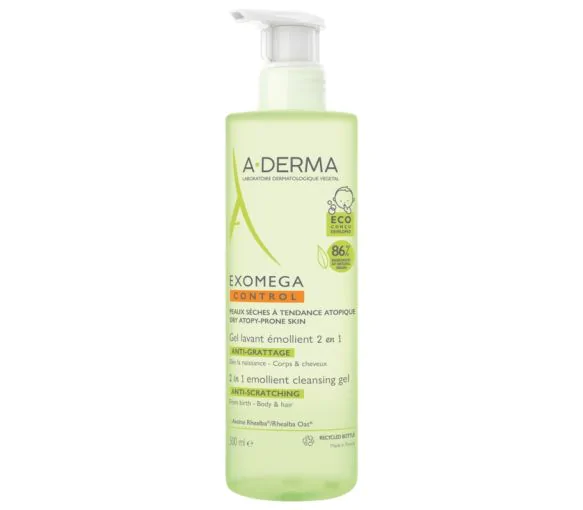 Exomega Control Gel lavant émollient 2 en 1 A-Derma - flacon de 500 ml