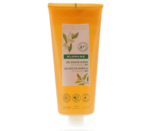 Gel douche nutritif au Cupuaçu bio Fleur d'oranger Klorane - tube de 200ml