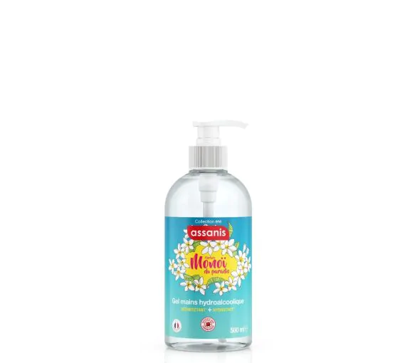 Gel hydroalcoolique monoï du paradis Assanis - flacon-pompe de 500ml