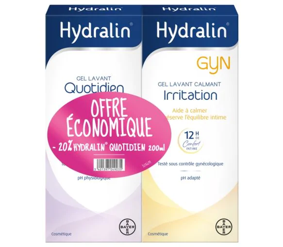 Gel lavant calmant irritation + Gel lavant quotidien Hydralin - lot de 2 flacons de 200ml