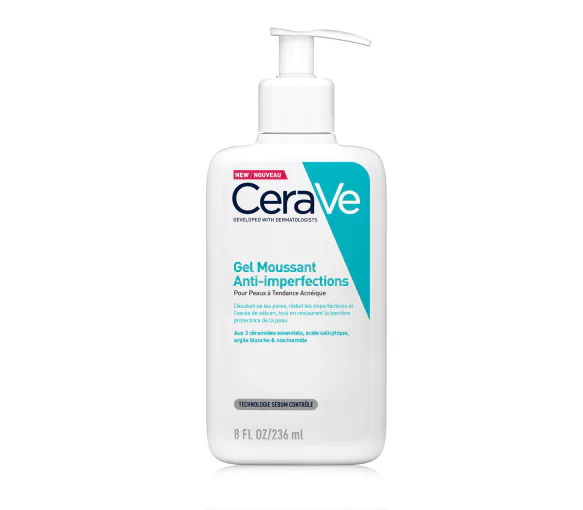 Gel moussant anti-imperfections Cerave - flacon-pompe de 236ml
