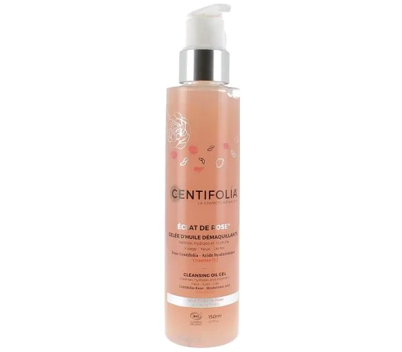 Gelée d'huile démaquillante Bio éclat de rose Centifolia - flacon pompe de 150 ml