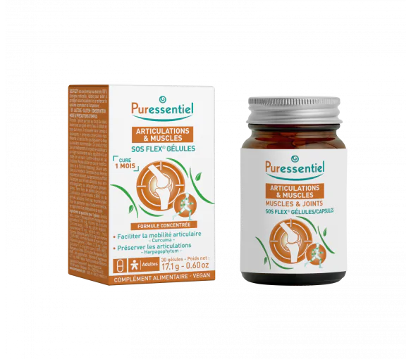 Gélules S.O.S Flex Articulations & muscles Puressentiel - boîte de 30 gélules