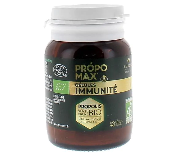 Gélules immunité propomax extrait de propolis bio Lehning - flacon de 40 gélules