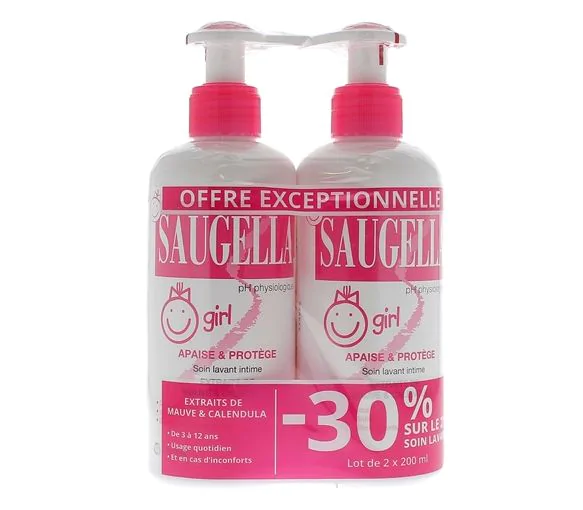 Girl émulsion lavante douce Saugella - lot de 2 flacons de 200 ml