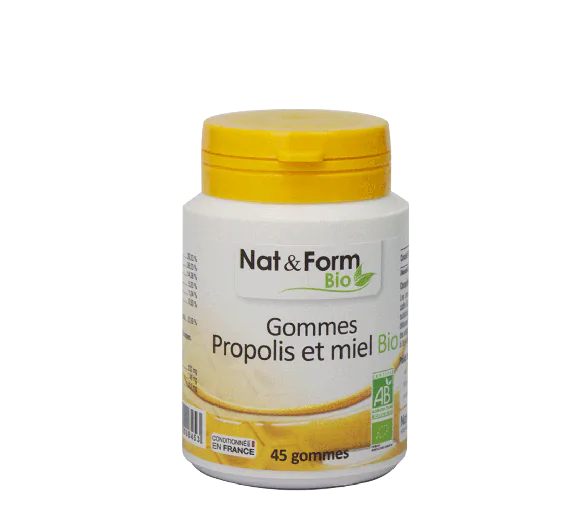 Gommes propolis et miel Nat & Form - boîte de 45 gommes