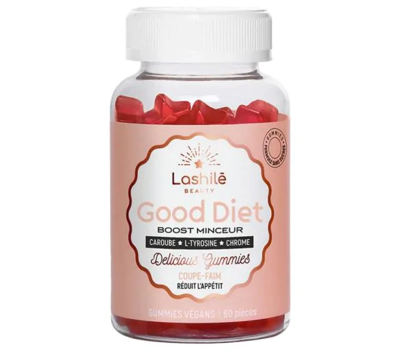Good Diet boost minceur coupe-faim Lashilé Beauty - boîte de 60 gummies végan