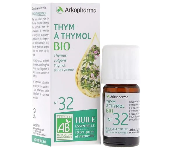 Huile Essentielle Thym à Thymol Bio n°32 Arkopharma - flacon de 5 ml