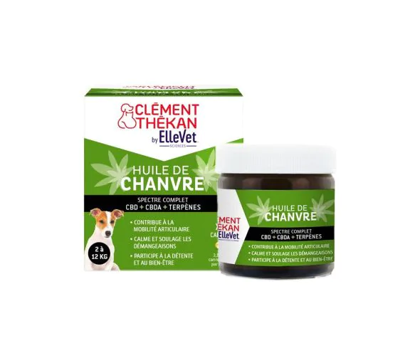 Huile de chanvre chiens 2 à 12kg Clément Thékan - pot de 45 capsules