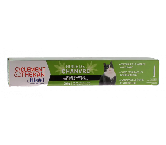 Huile de chanvre pâte chat Clément Thékan - pâte de 30g + seringue