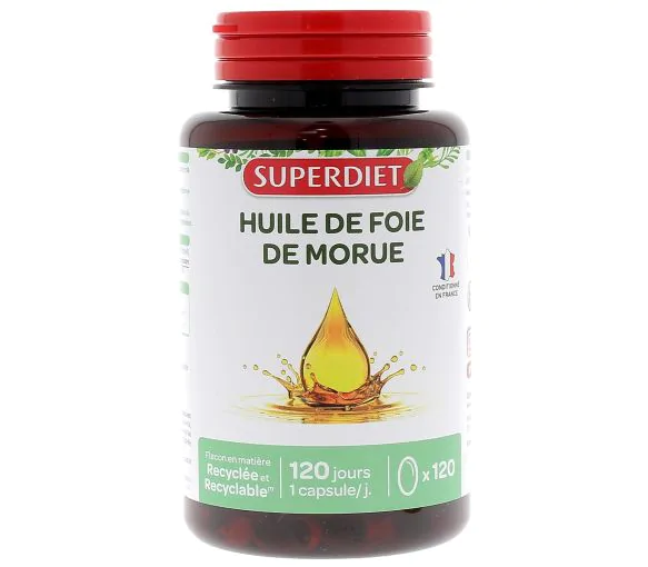Huile de foie de morue Super Diet - boite de 120 capsules