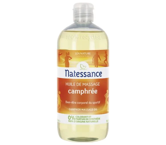 Huile de massage Camphrée Natessance - flacon de 500 ml