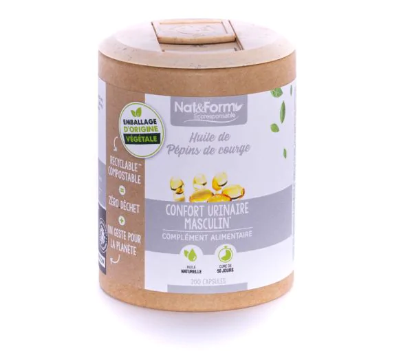 Huile de pépins de courge Ecoresponsable Nat&Form - Boite de 200 capsules