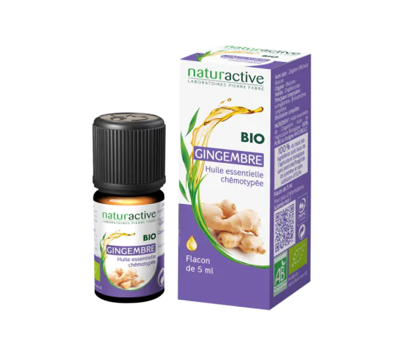 Huile essentielle chémotypée bio gingembre Naturactive - flacon de 5 ml