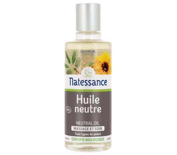 Huile neutre bio massage et soin Natessance - flacon de 100ml