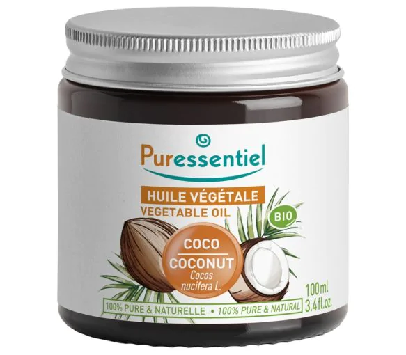 Huile végétale de coco bio Puressentiel - pot de 100 ml