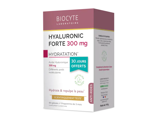 Hyaluronic Forte 300 mg anti-âge Biocyte - boîte de 90 gélules