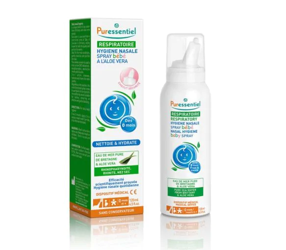 Hygiène Nasale Spray bébé eau de mer et aloe vera Puressentiel - spray de 120ml
