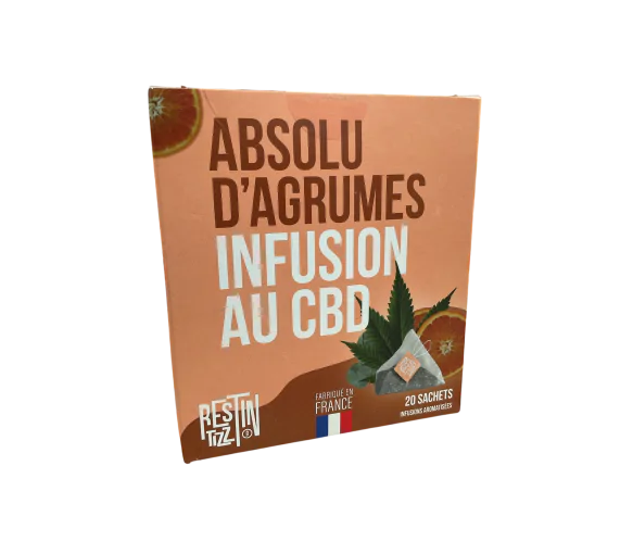Infusion Absolu d'agrumes au CBD bio Rest In Tizz - boîte de 20 sachets