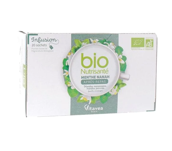 Infusion Menthe nanah après-repas bio Nutrisanté - boîte de 20 sachets