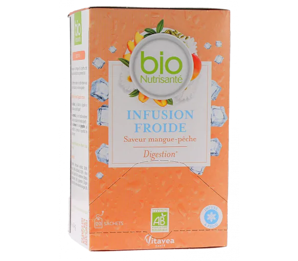 Infusion froide digestion saveur mangue-pêche bio Vitavea - boite de 20 sachets