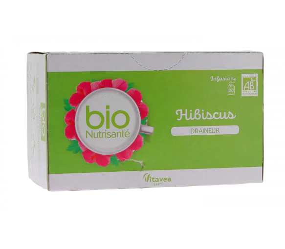 Infusion hibiscus draineur bio Vitavea - boîte de 20 sachets