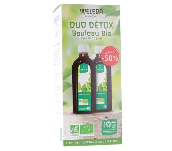 Jus de bouleau bio détox Weleda - lot de 2 flacons de 250 ml