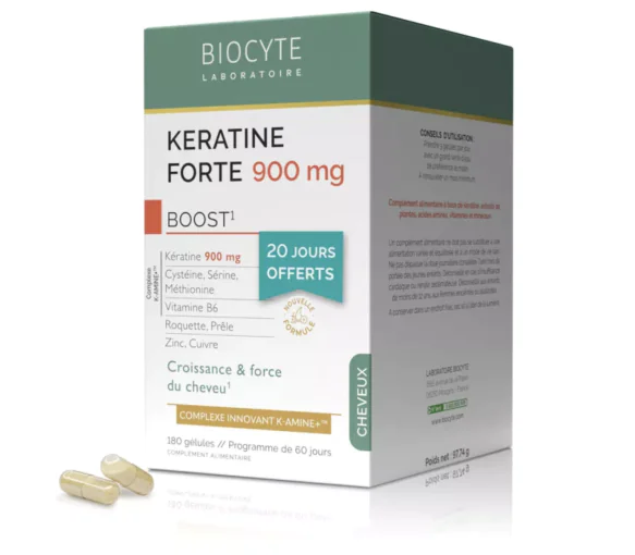 Keratine Forte 900mg Biocyte - boite de 180 gélules
