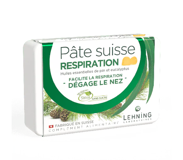 Pâte Suisse à sucer pin et eucalyptus respiration Lehning - boîte de 50g