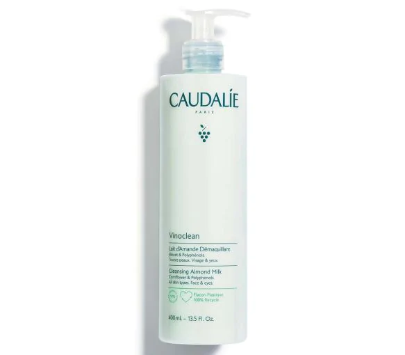 Lait d'amande démaquillant Vinoclean Caudalie - flacon pompe de 400 ml