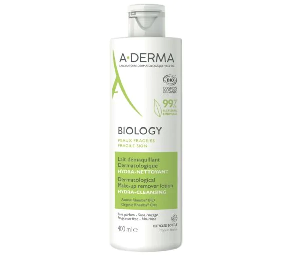 Biology Lait démaquillant Hydra-Nettoyant A-Derma - flacon de 400ml
