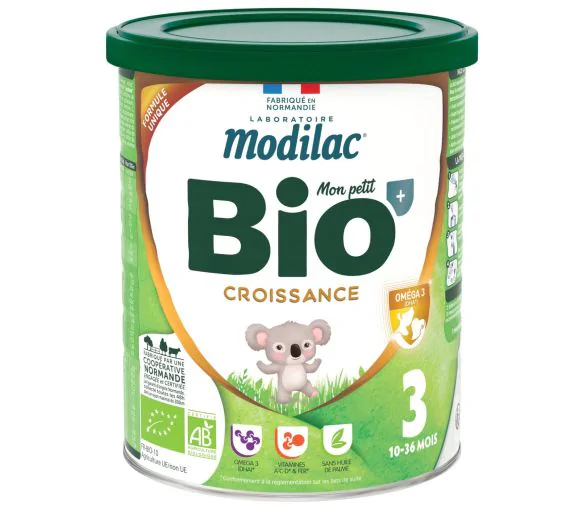 Lait en poudre Mon petit bio croissance 3ème âge 10-36 mois Modilac - pot de 800g
