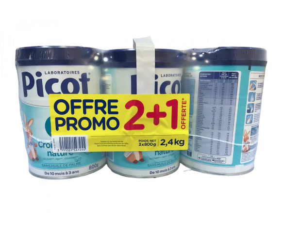 Lait poudre 3ème âge croissance nature Picot - lot de 3 boîtes de 800g