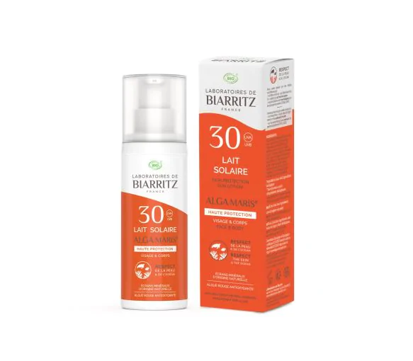 Lait solaire haute protection spf 30 Laboratoires de Biarritz - tube de 100 ml