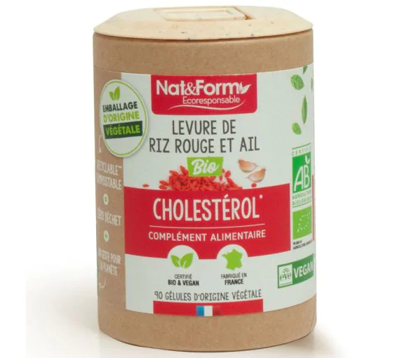 Levure de riz rouge Ail bio Ecoresponsable Nat&Form - boîte de 200 gélules