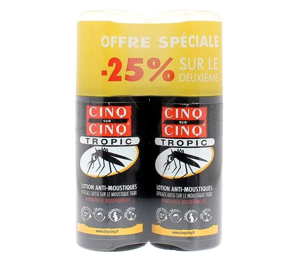 Lotion anti-moustiques Tropic Cinq sur Cinq - lot de 2 sprays de 75 ml