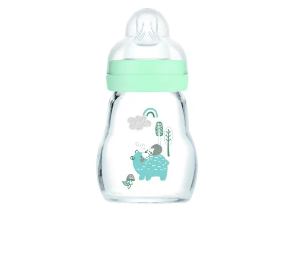 Biberon en verre bleu de débit 1 à partir de 0 mois MAM - biberon de 170 ml