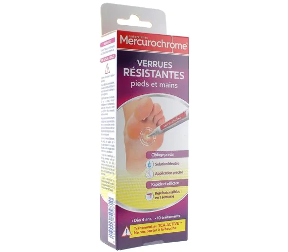 Verrues résistantes pieds et mains Mercurochrome - stylo de 10 traitements