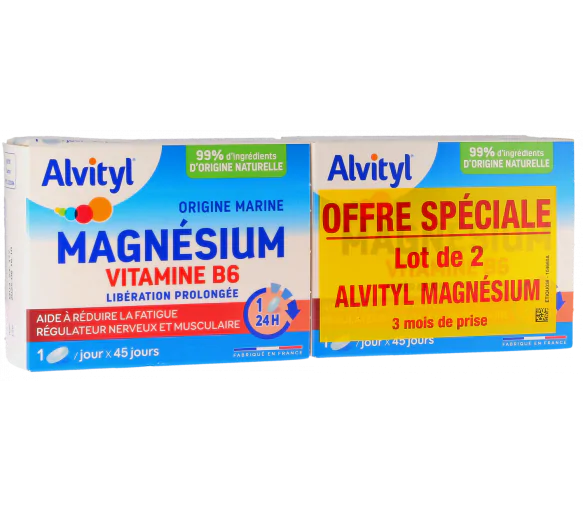Magnésium Vitamine B6 Alvityl - 2 boîtes de 45 comprimés