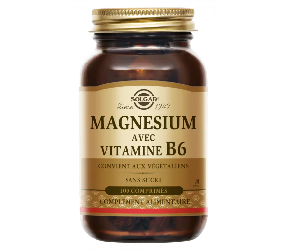 Magnésium avec vitamine B6 Solgar - pot de 100 comprimés